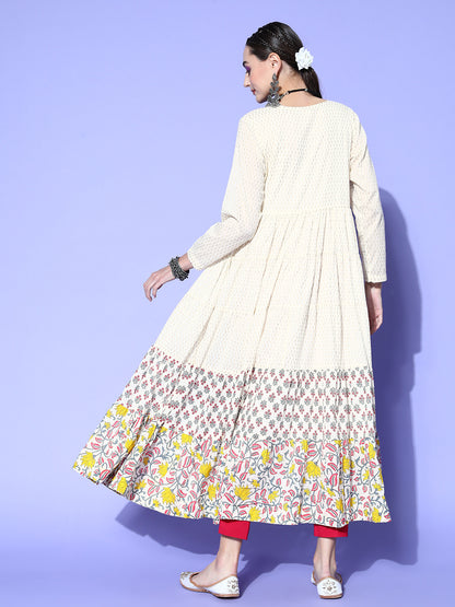 Rang Gali Handblock White Zardozi Work Kurta