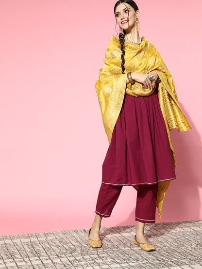 Rang Gali Yellow Dola Banarasi Silk Dupatta