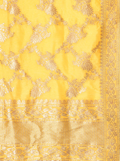 Rang Gali Yellow Dola Banarasi Silk Dupatta