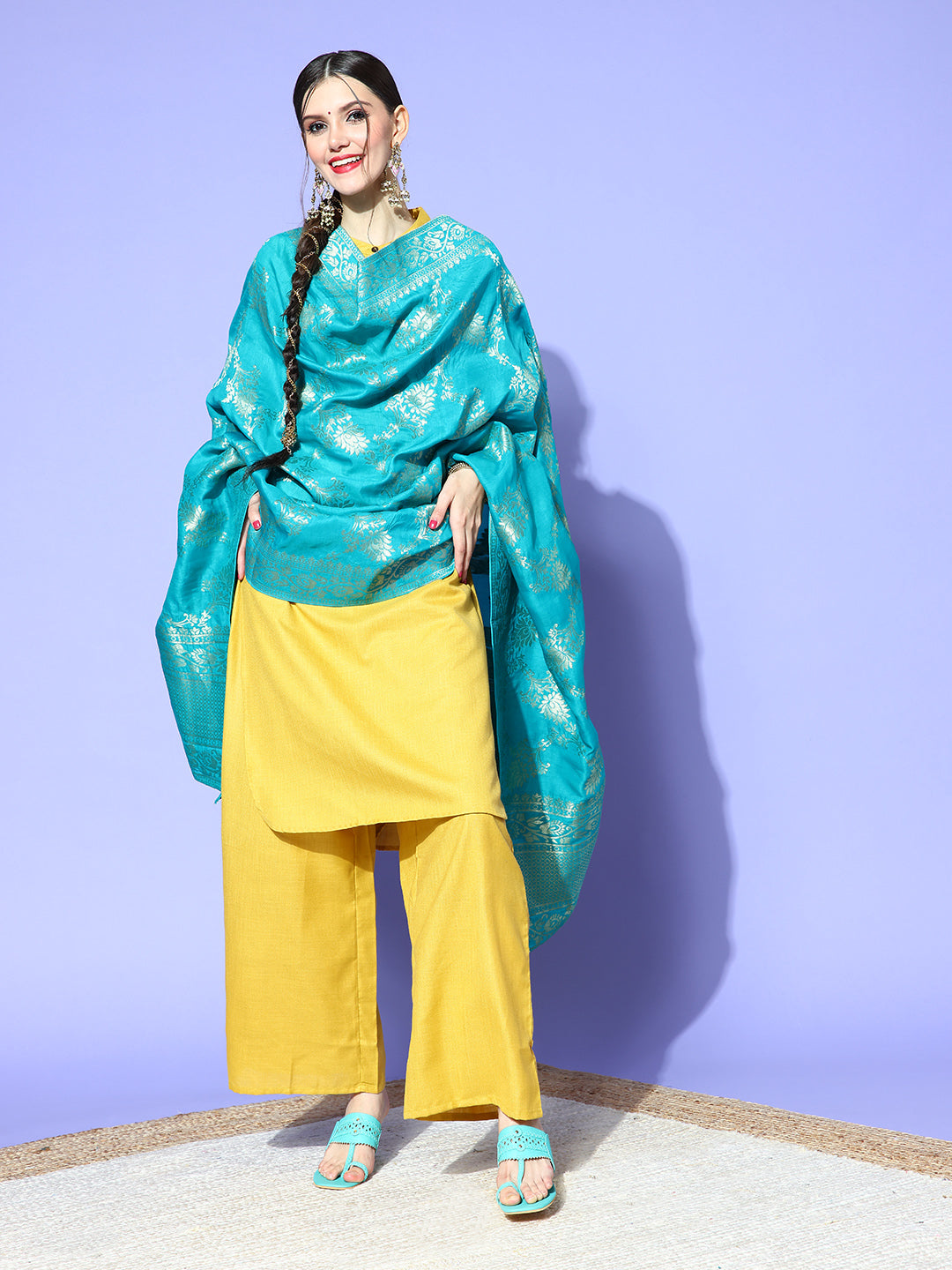 Rang Gali Turquoise Blue Dola Banarasi Silk Dupatta