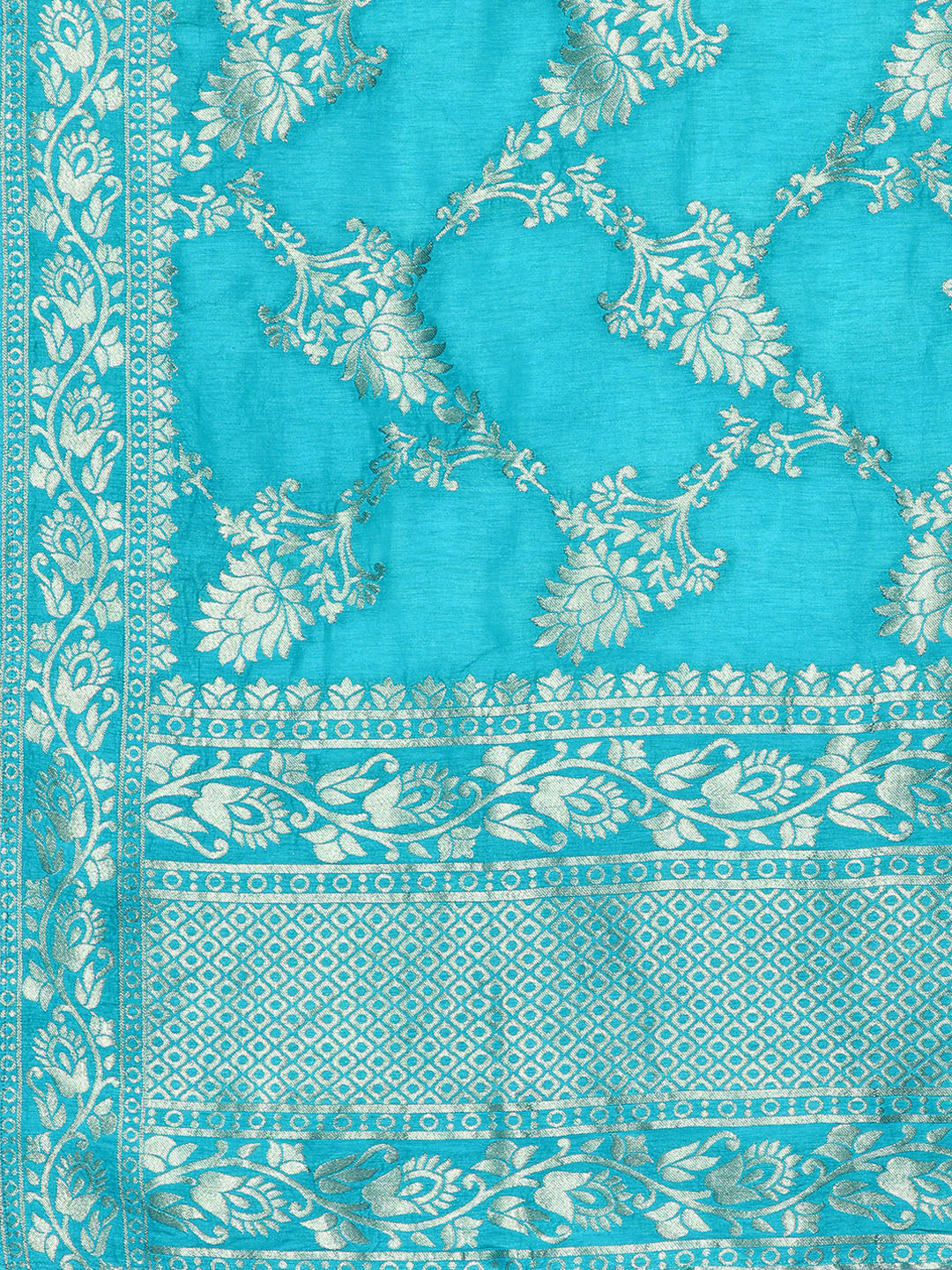 Rang Gali Turquoise Blue Dola Banarasi Silk Dupatta