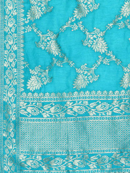 Rang Gali Turquoise Blue Dola Banarasi Silk Dupatta