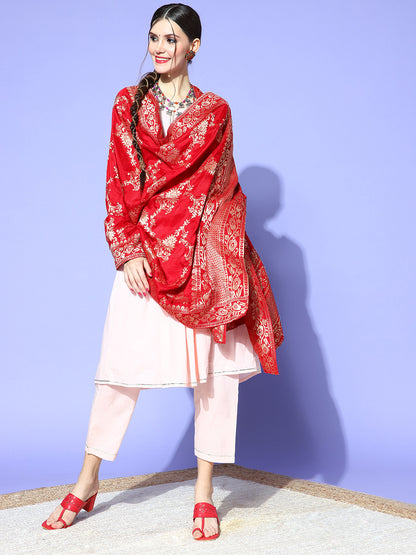 Rang Gali Red Dola Banarasi Silk Dupatta