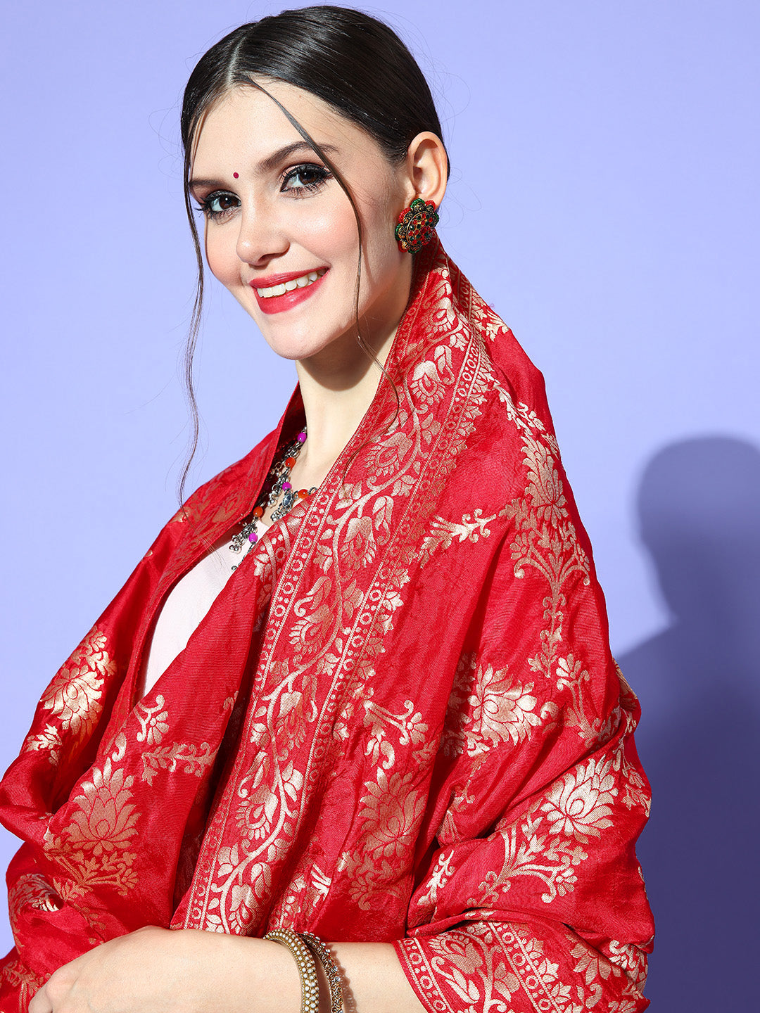 Rang Gali Red Dola Banarasi Silk Dupatta