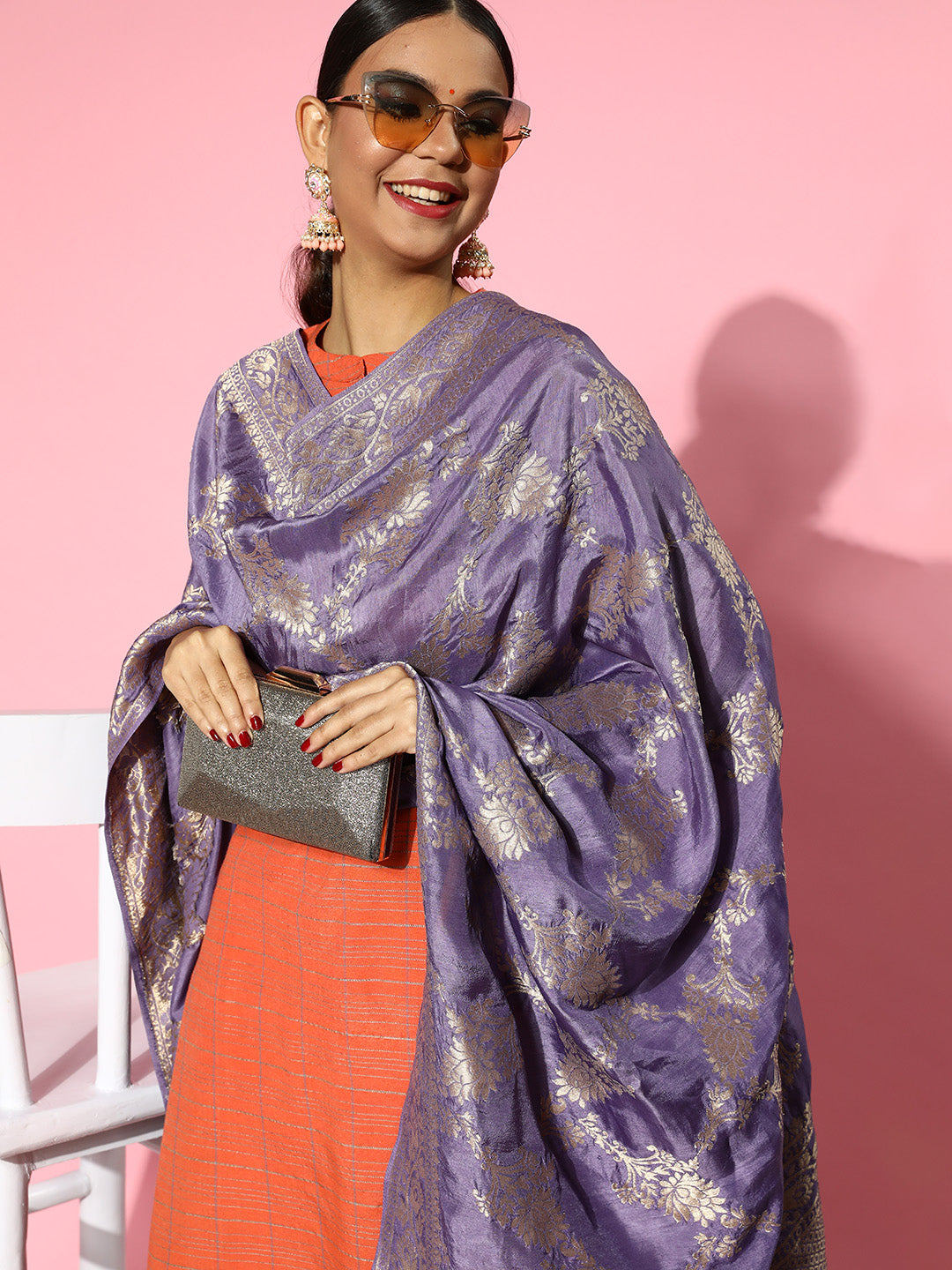 Rang Gali Lavender Dola Banarasi Silk Dupatta