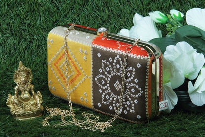 Rang Gali Multi Bandhej Printed Box Clutch