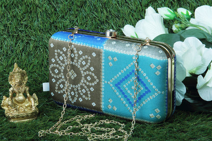 Rang Gali Multi Bandhej Printed Box Clutch