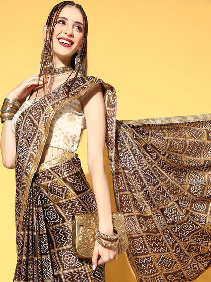 Rang Gali Brown Draped Ready To Wear Saree