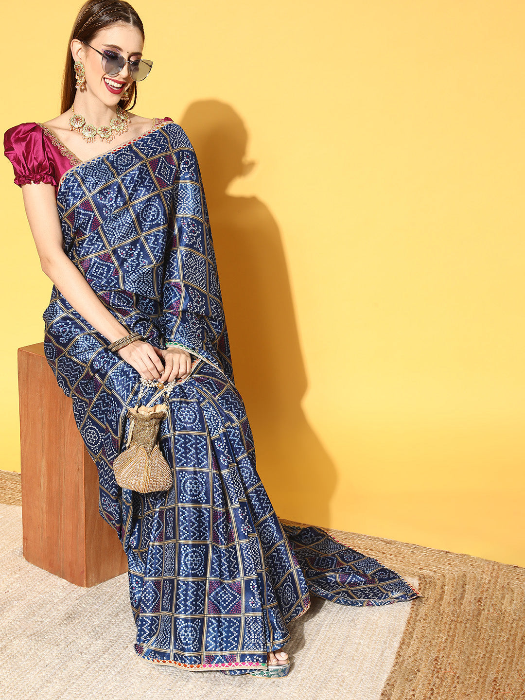 Rang Gali Green & Navy Blue Draped Ready To Wear Saree