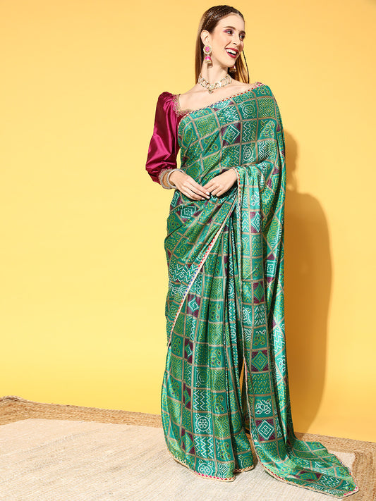 Rang Gali Green Draped Ready To Wear Saree