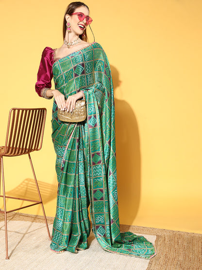 Rang Gali Green Draped Ready To Wear Saree