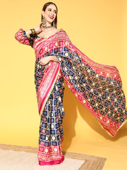 Rang Gali Pink & Blue Draped Ready To Wear Saree