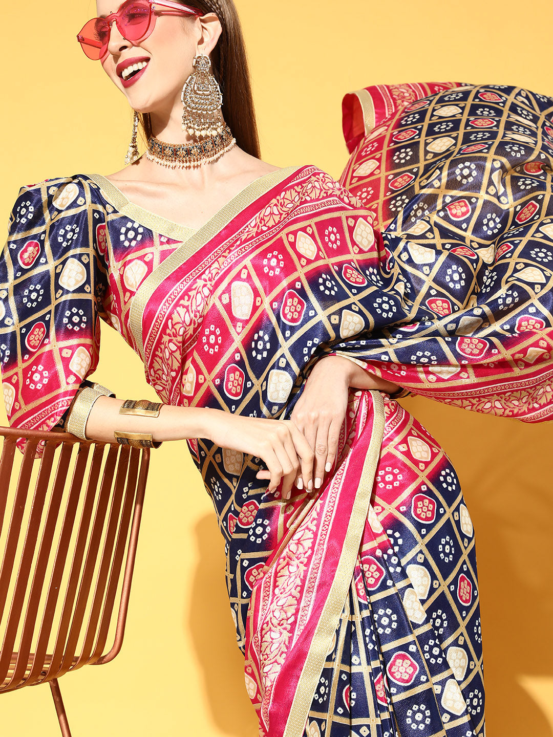 Rang Gali Pink & Blue Draped Ready To Wear Saree