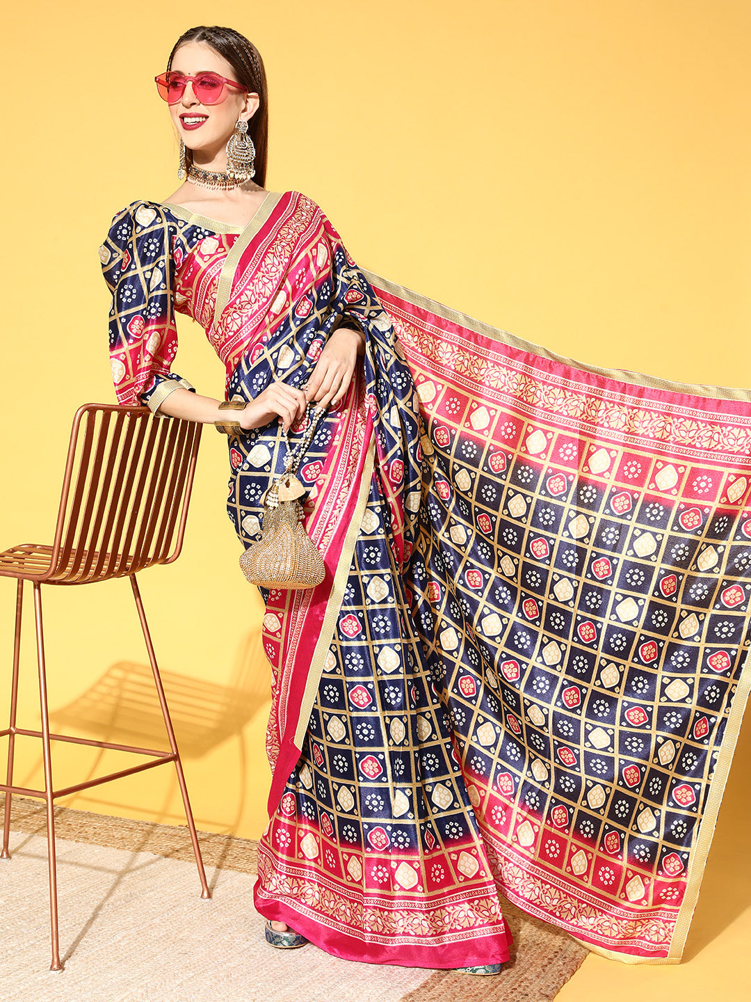 Rang Gali Pink & Blue Draped Ready To Wear Saree