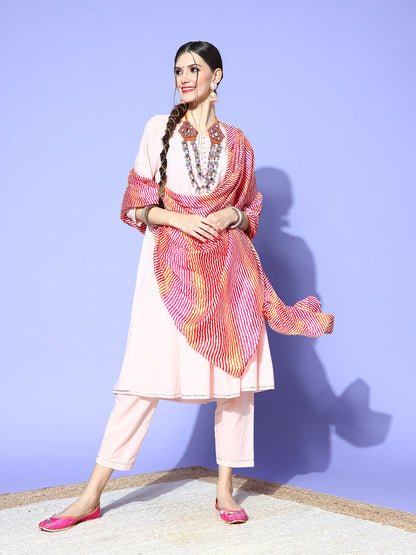 Rang Gali Pink Bandhej Silk Dupatta