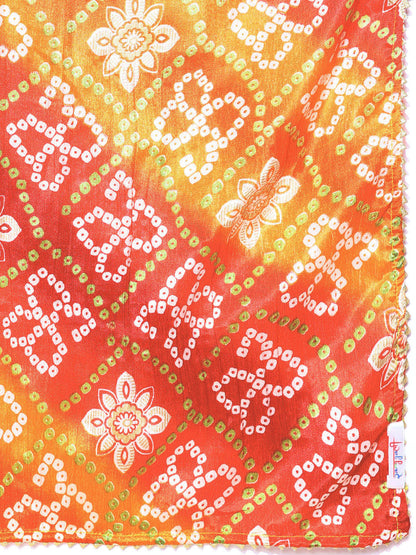 Rang Gali Orange Bandhej Silk Dupatta