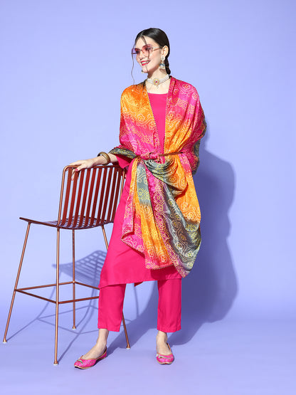 Rang Gali Magenta Bandhej Silk Dupatta