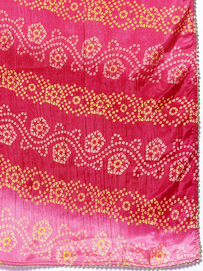 Rang Gali Dark Magenta Bandhej Silk Dupatta