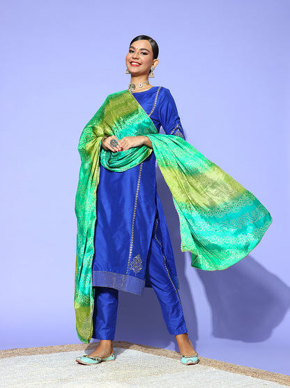 Rang Gali Green Bandhej Silk Dupatta