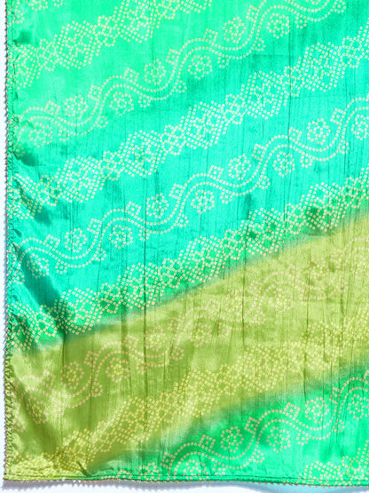 Rang Gali Green Bandhej Silk Dupatta