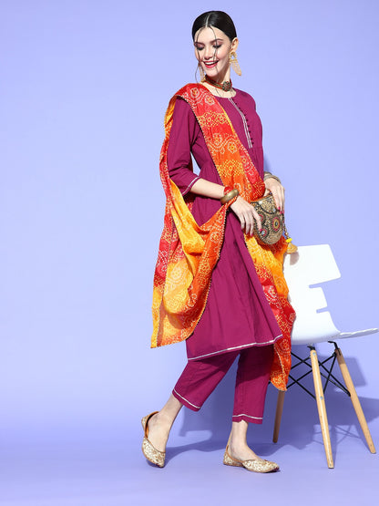 Rang Gali Orange Yellow Bandhej Silk Dupatta