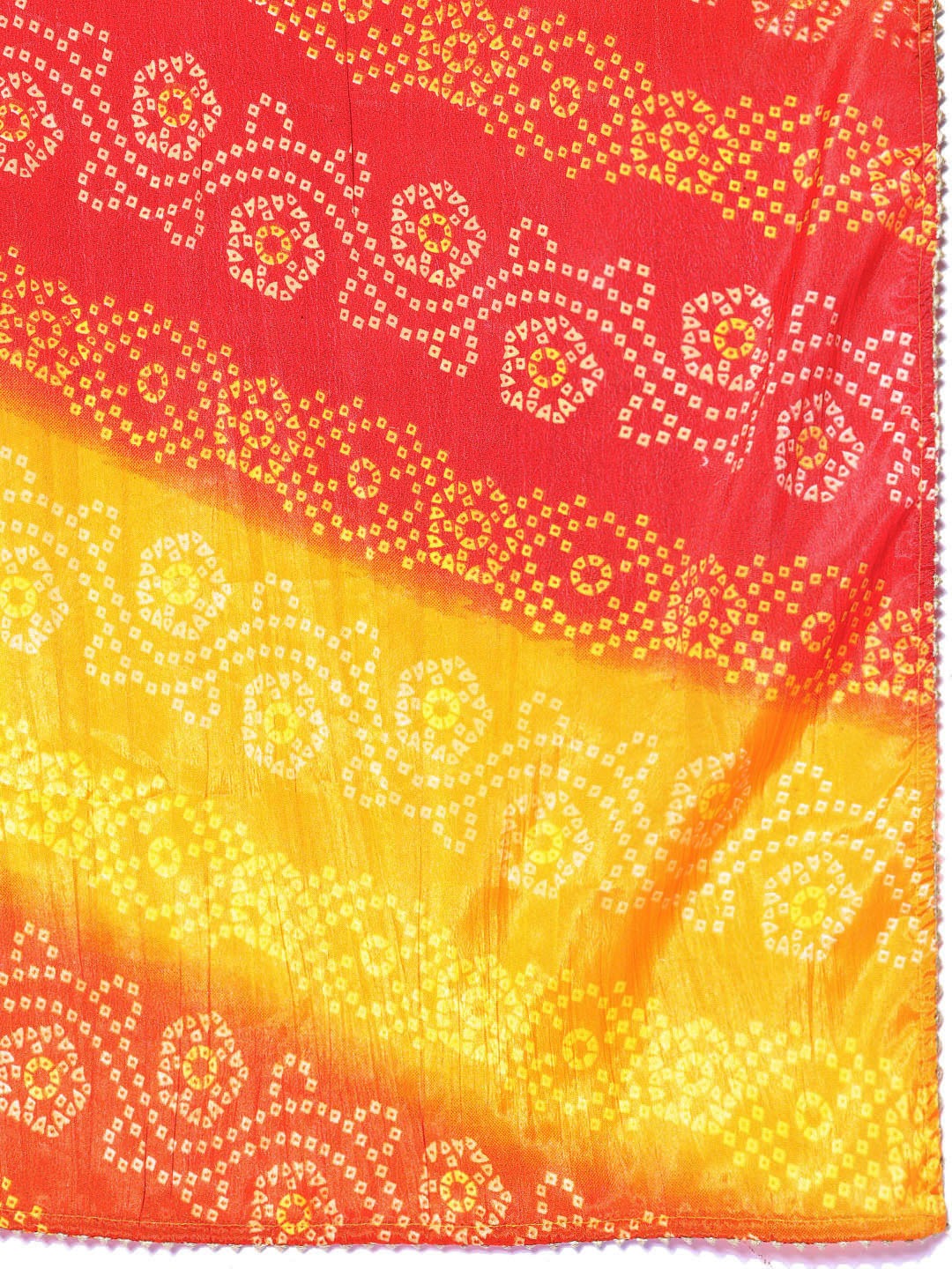 Rang Gali Orange Yellow Bandhej Silk Dupatta