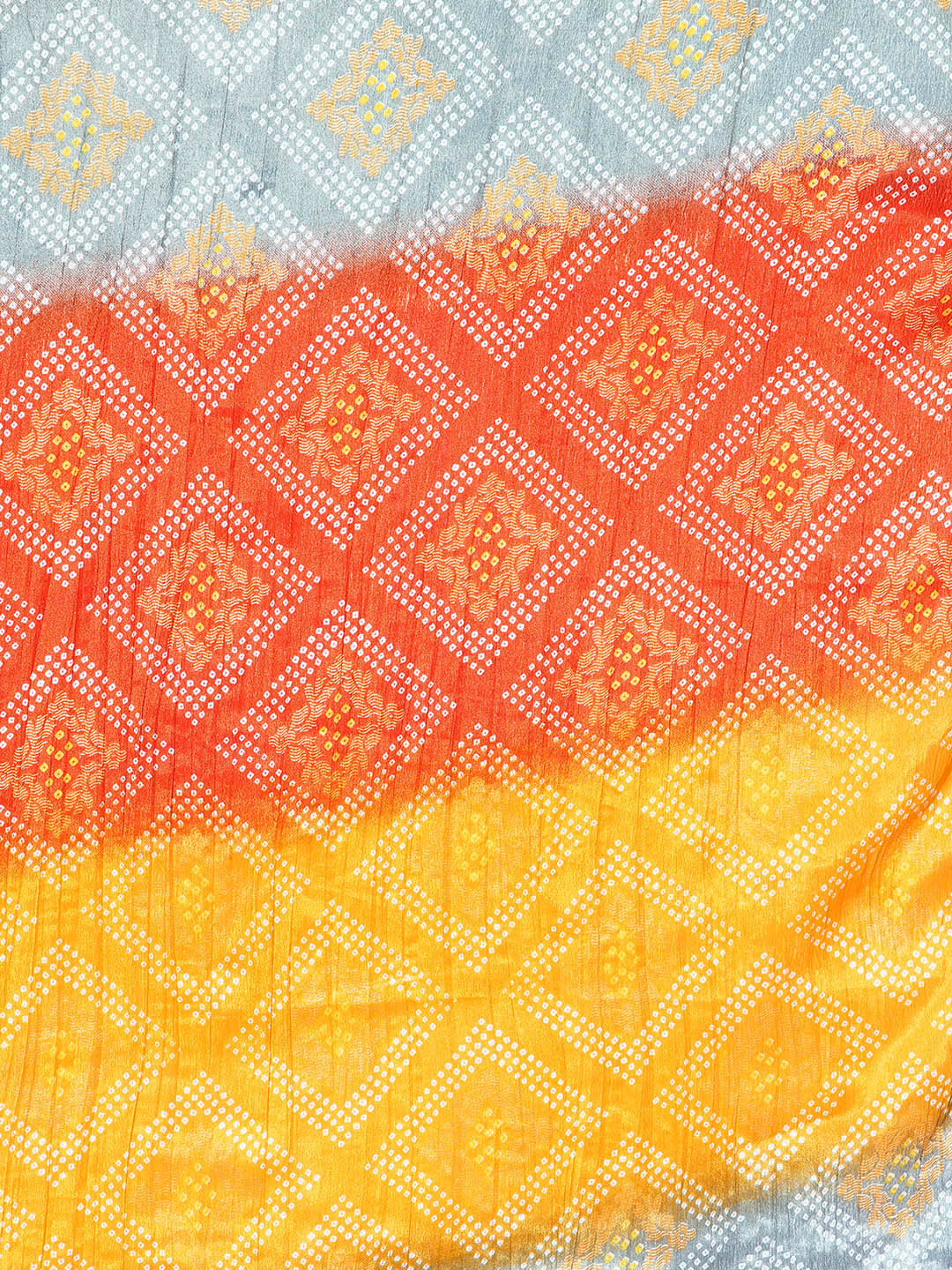 Rang Gali Orange Yellow Bandhej Silk Dupatta