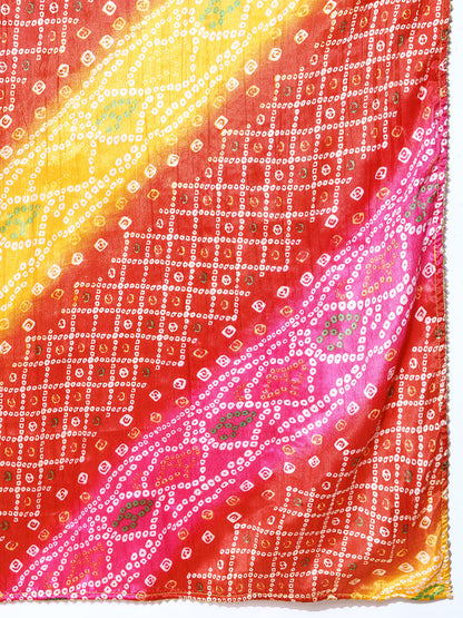 Rang Gali Red Pink Bandhej Silk Dupatta