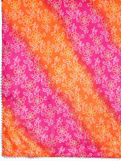 Rang Gali Magenta Orange Bandhej Silk Dupatta