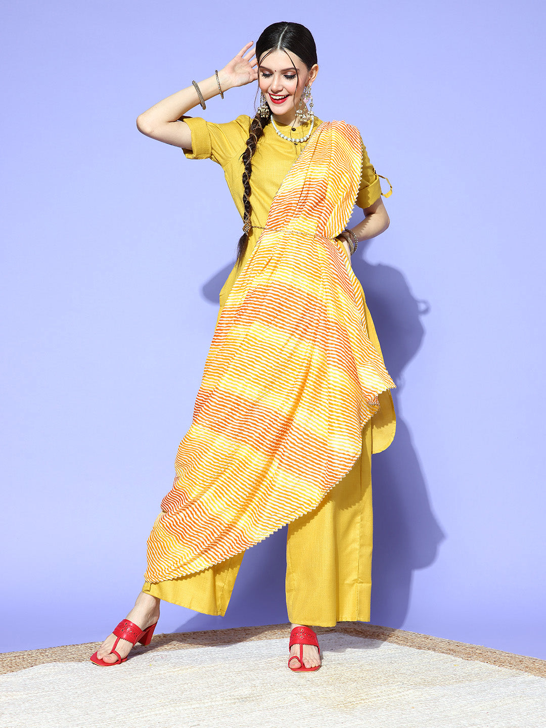 Rang Gali Bright Yellow Bandhej Silk Dupatta