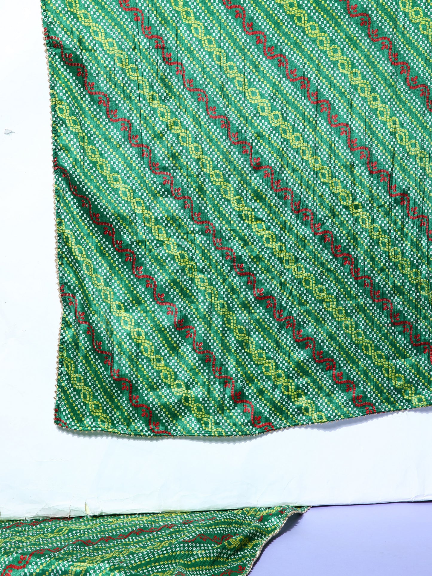 Rang Gali Bottle Green Bandhej Silk Dupatta