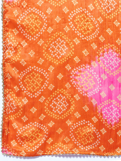 Rang Gali Orange Bandhej Silk Dupatta