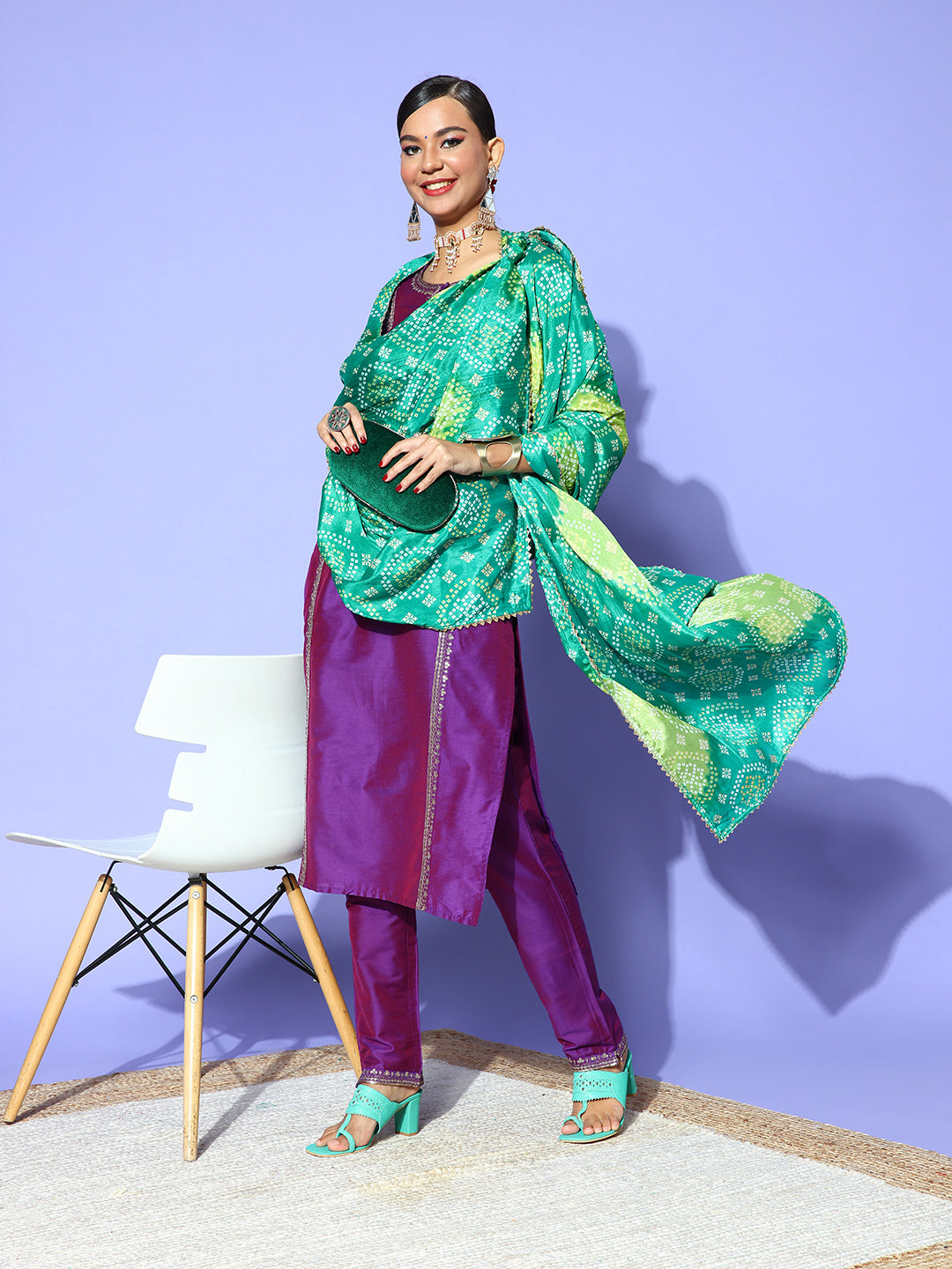 Rang Gali Green Bandhej Silk Dupatta