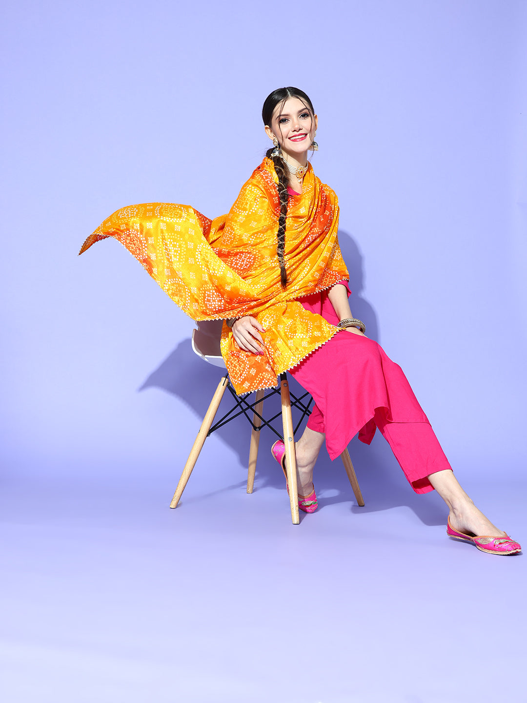 Rang Gali Yellow Bandhej Silk Dupatta