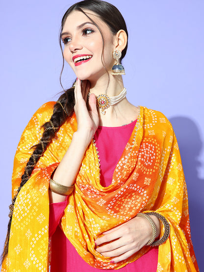 Rang Gali Yellow Bandhej Silk Dupatta