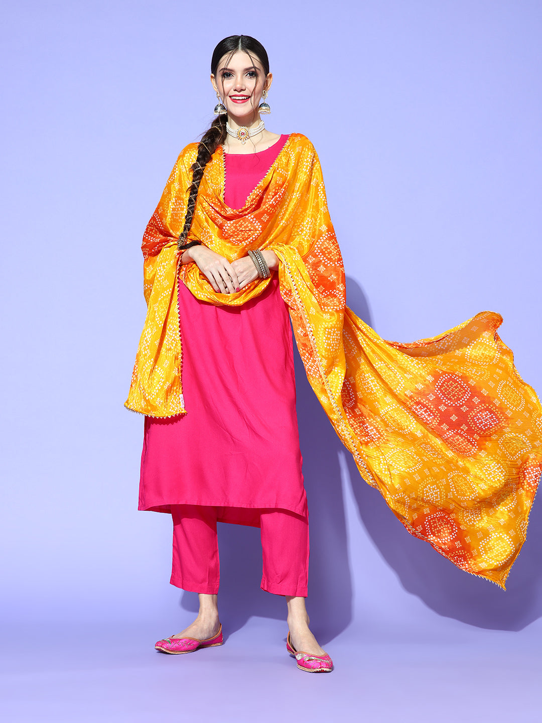 Rang Gali Yellow Bandhej Silk Dupatta