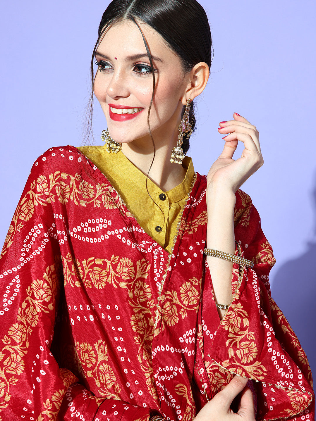 Rang Gali Maroon Bandhej Silk Dupatta