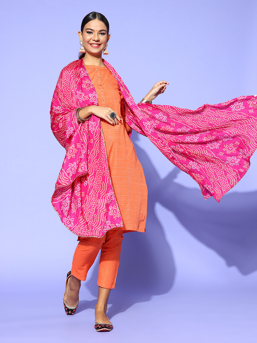 Rang Gali Magenta Bandhej Silk Dupatta