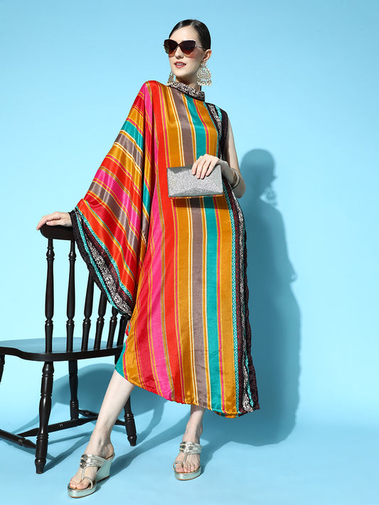 Rang Gali Multi-Color Saree Style Kaftan Dress