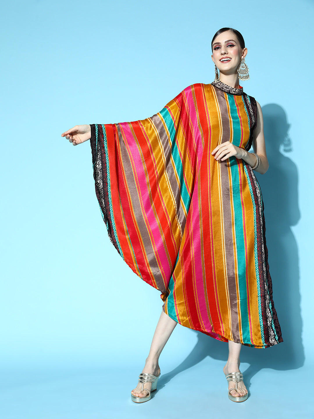 Rang Gali Multi-Color Saree Style Kaftan Dress