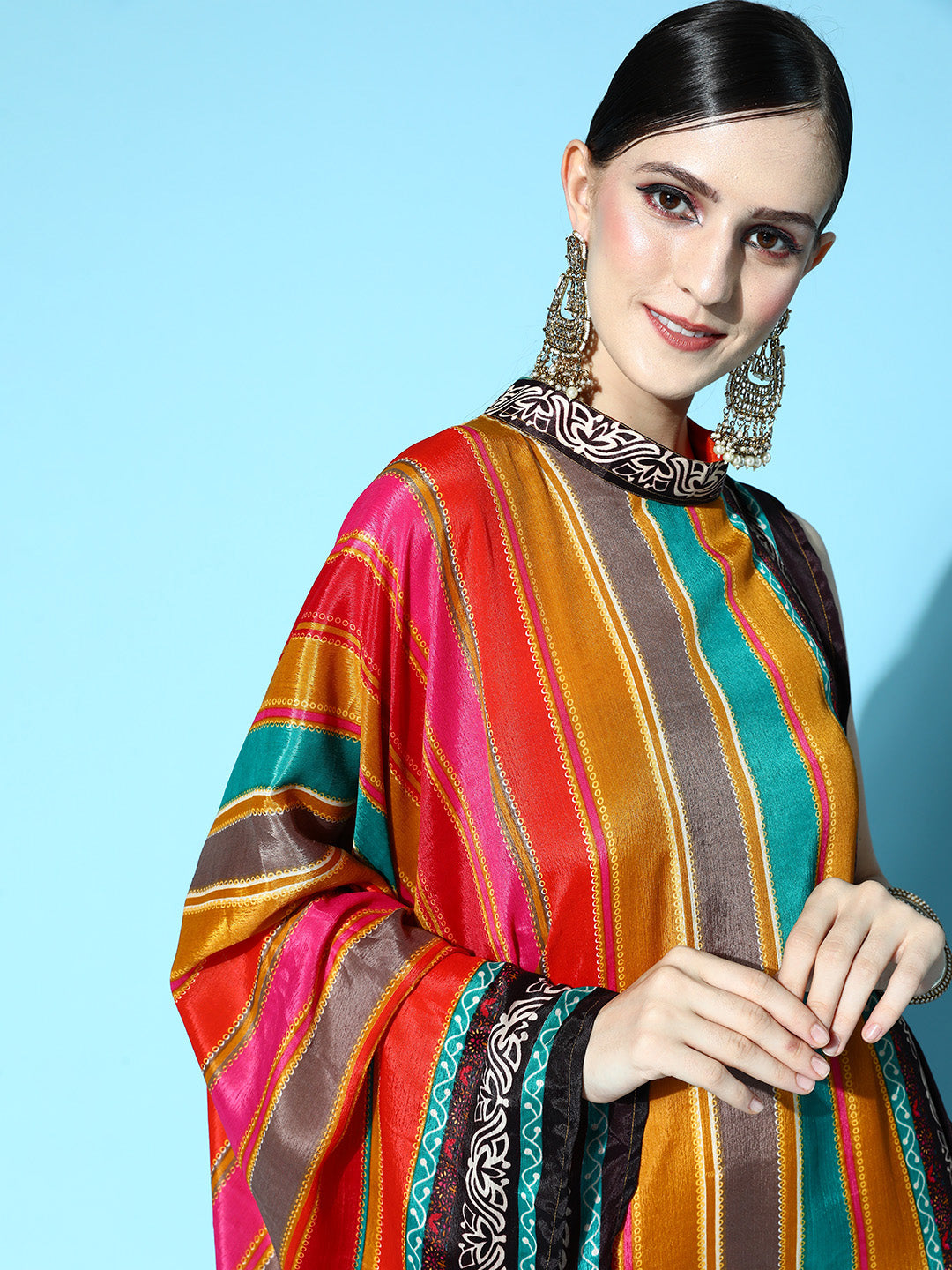 Rang Gali Multi-Color Saree Style Kaftan Dress