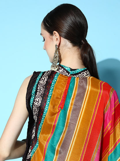 Rang Gali Multi-Color Saree Style Kaftan Dress