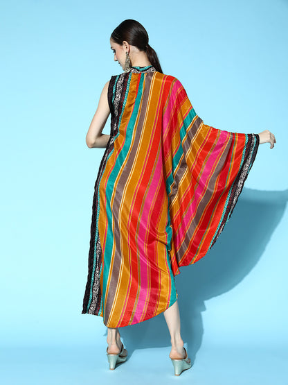 Rang Gali Multi-Color Saree Style Kaftan Dress