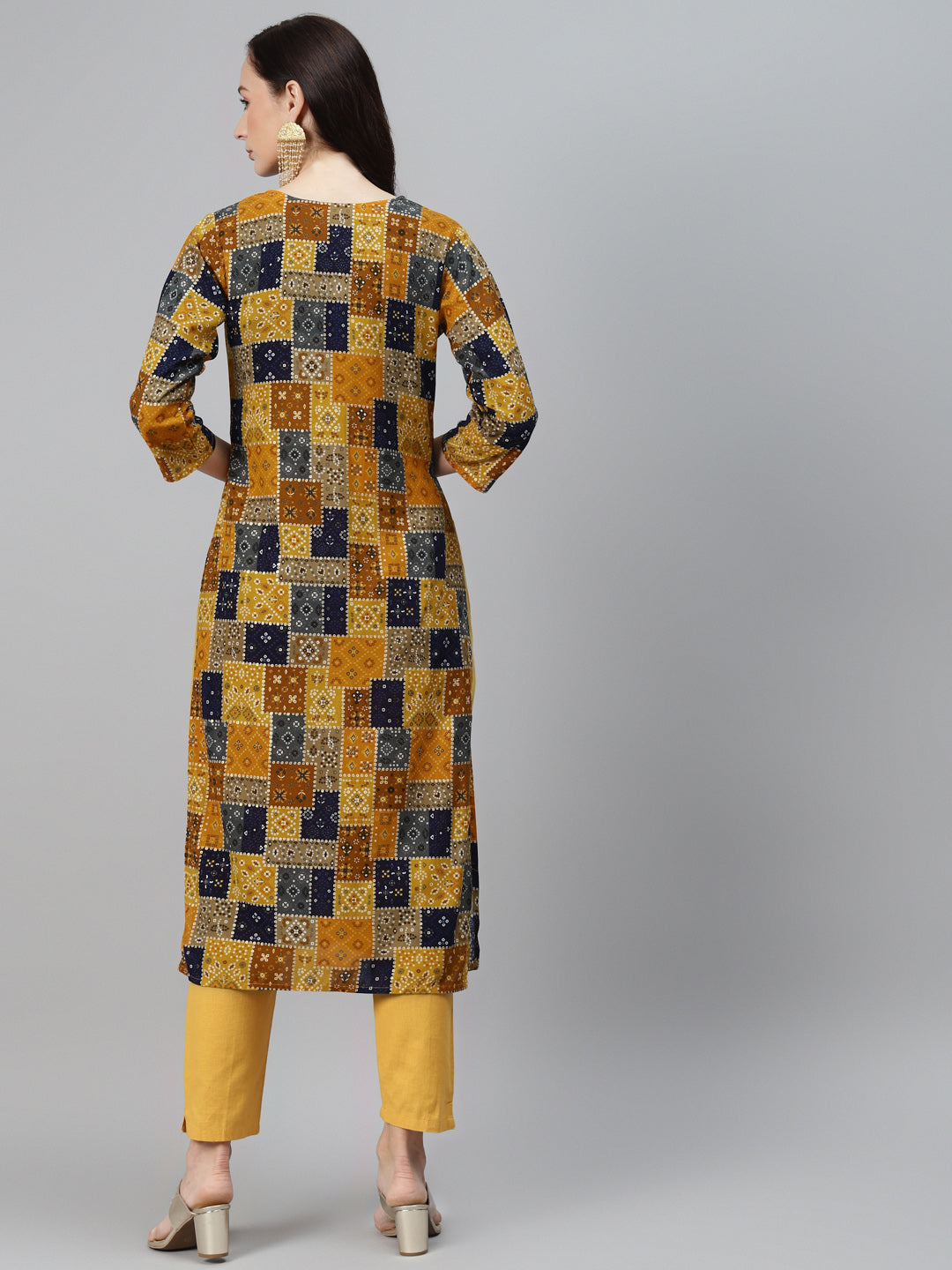 Rang Gali Yellow Geometric Printed Kurta