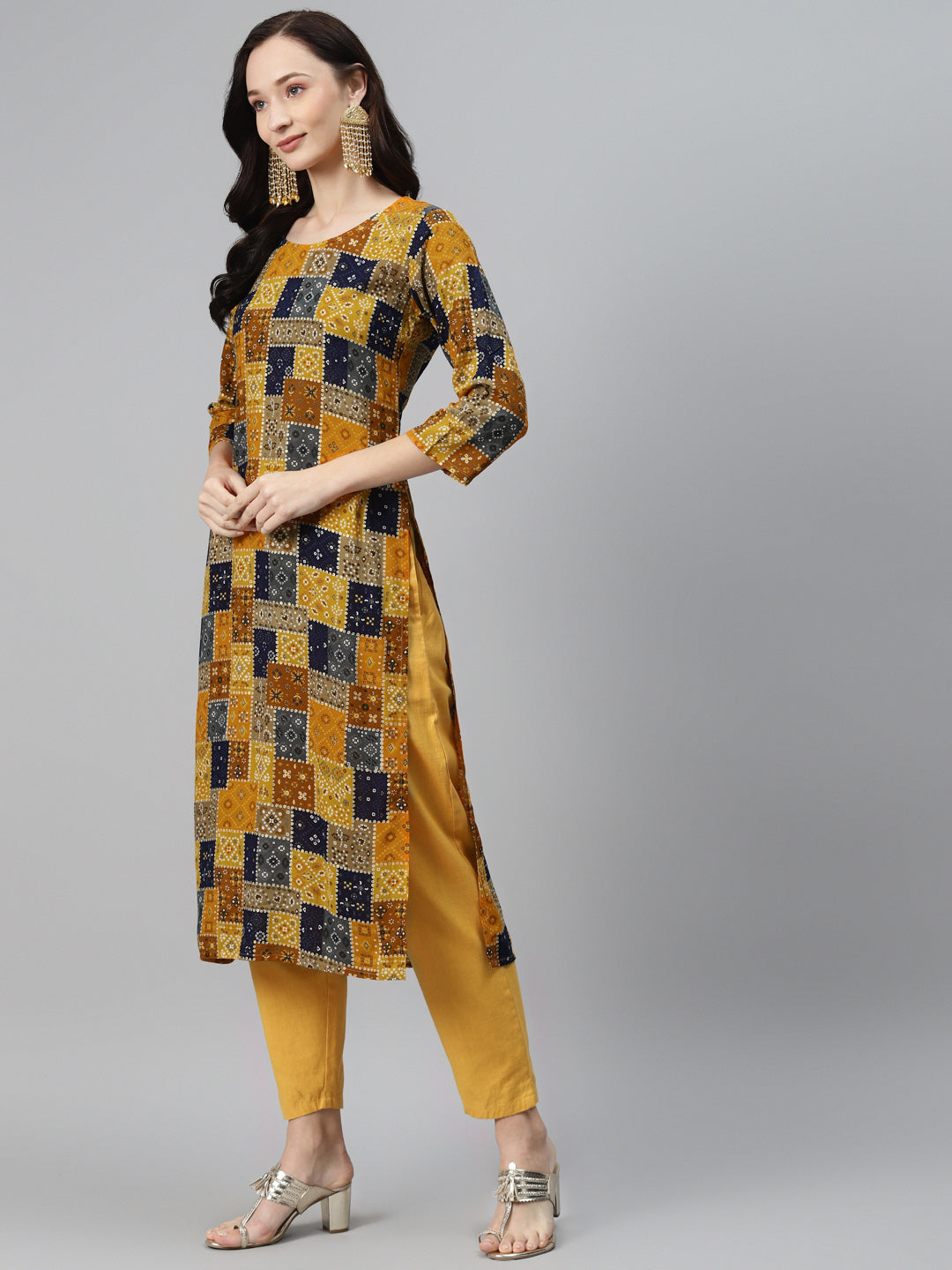 Rang Gali Yellow Geometric Printed Kurta