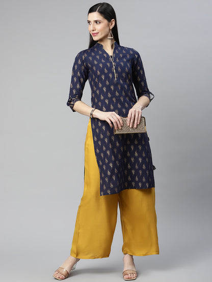 Rang Gali Women's Mustard Solid Rayon Palazzo