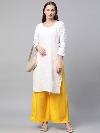 Rang Gali Women's Yellow Solid Rayon Palazzo