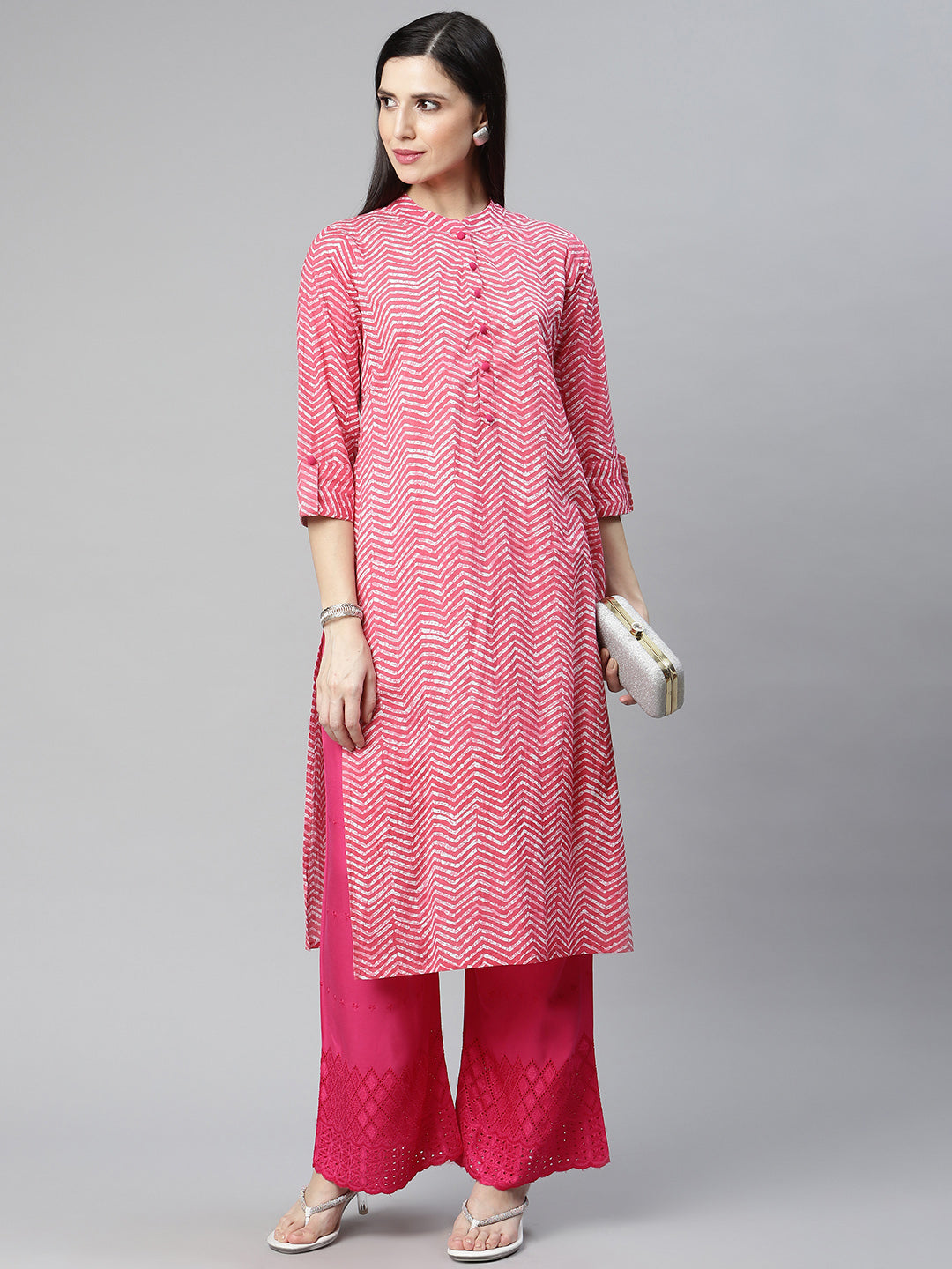 Rang Gali Women's Pink Embroidered Palazzo