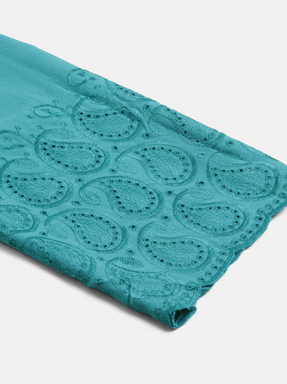 Rang Gali Women's Teal Embroidered Palazzo