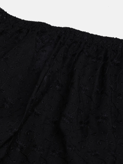 Rang Gali Women's Black Embroidered Chikankari Palazzo